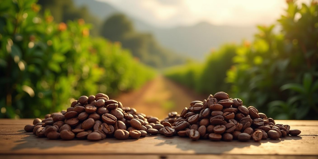 Arabica- und Robusta-Kaffeebohnen